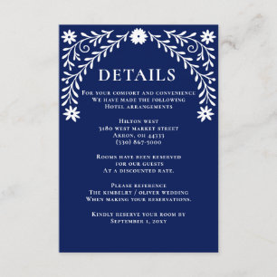 Elegant Boho Navy Floral Wedding  Enclosure Card