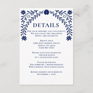 Elegant Boho Navy Floral Wedding  Enclosure Card