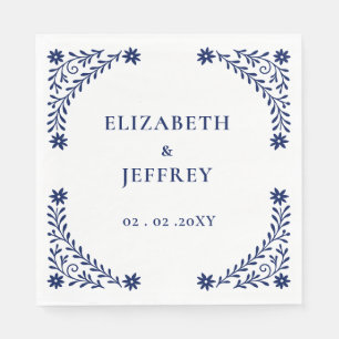 Elegant Boho Navy Floral Wedding  Napkin