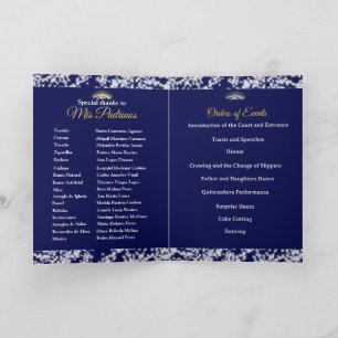 Elegant Boho Navy Silver Quinceañera Spanish Programme