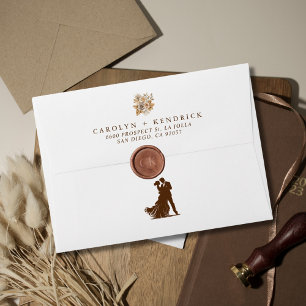 Elegant Boho Neutral Floral Accents Wedding Envelope