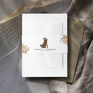 Elegant Boho Neutral Floral Accents Wedding Invitation Belly Band