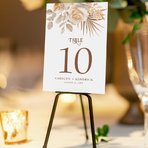 Elegant Boho Neutral Floral Wedding Table Numbers