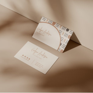 Elegant Boho Neutral Terracotta Abstract Pattern   Business Card