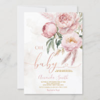 Elegant Boho Oh Baby Pink Roses Flower Baby Shower