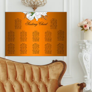 Elegant Boho Orange, White Roses Wedding Seating Poster