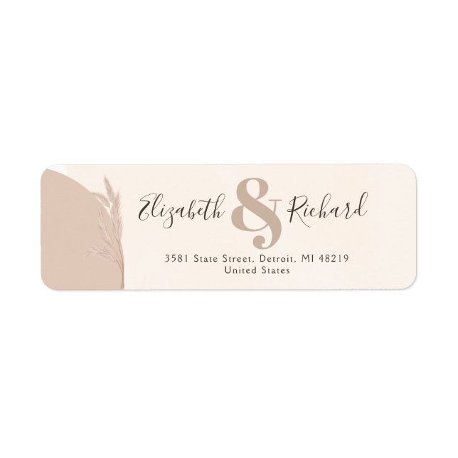Elegant Boho Pampas Grass Modern Wedding (Front)