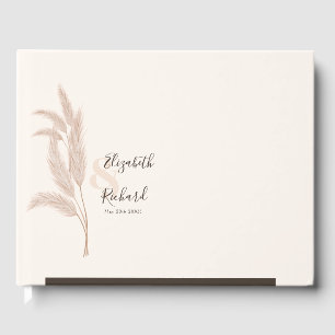 Elegant Boho Pampas Grass Modern Wedding Guest Book