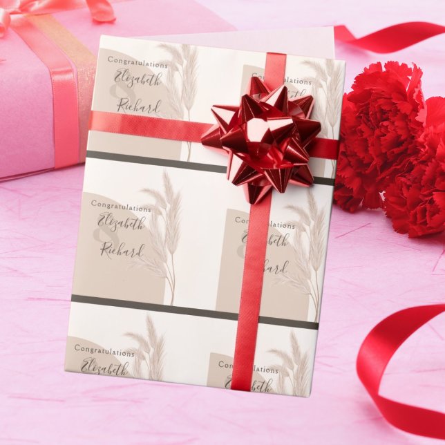 Elegant Boho Pampas Grass Modern Wedding Wrapping Paper (Creator Uploaded)