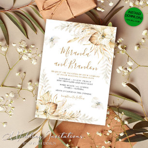 Elegant Boho Pampas Grass Wedding Invitation
