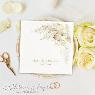 Elegant Boho Pampas Grass Wedding Napkin