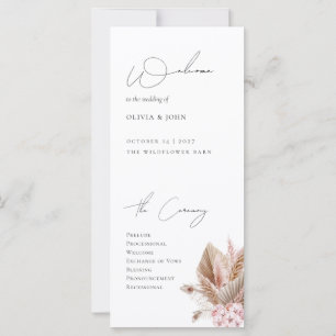 Elegant Boho Pampas Grass Wedding Program