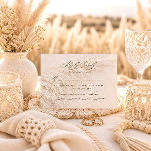 Elegant Boho Pampas Grass Wedding RSVP Card
