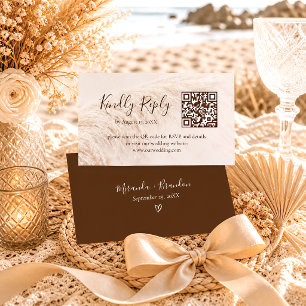 Elegant Boho Pampas Grass Wedding RSVP Card