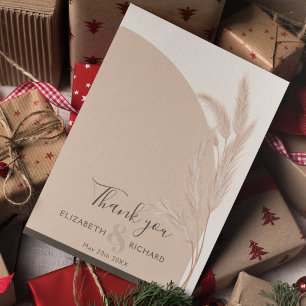 Elegant Boho Pampas Modern Wedding Thank you Card