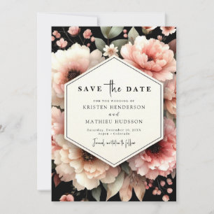 Elegant Boho Pink Floral Wedding Save The Date
