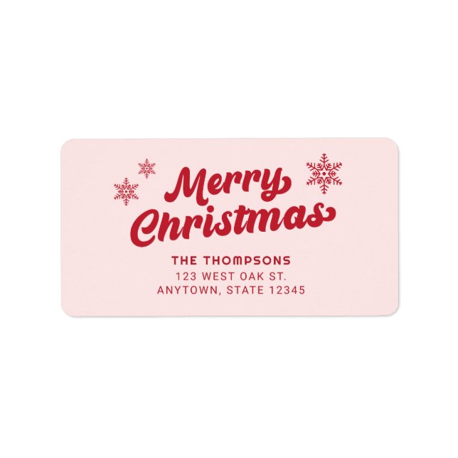 Elegant Boho Pink Holiday Return address Label (Front)