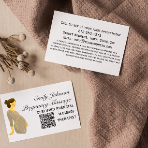 Elegant Boho Prenatal Massage Therapist QR Code Business Card