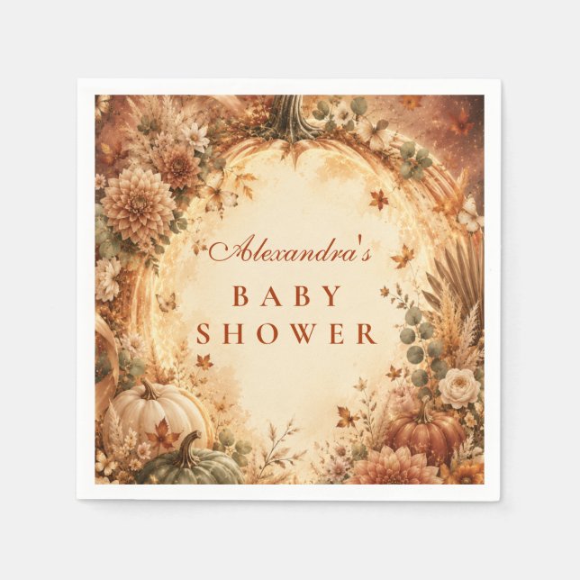 Elegant Boho Pumpkin Baby Shower Napkin (Front)