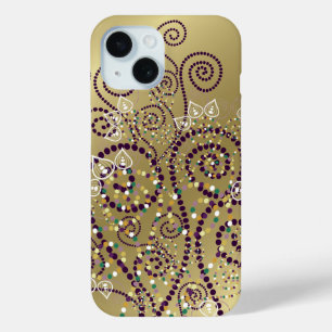 Elegant Boho Purple Boho Deco Artistic Spiral Dots iPhone 15 Case