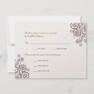 Elegant Boho Purple Spirals Wedding RSVP Card