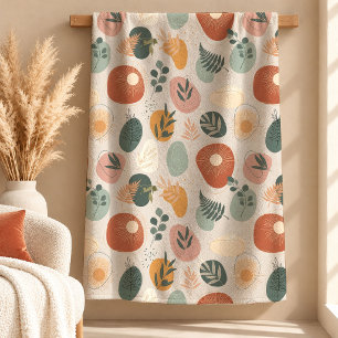Elegant Boho Rainbow Leaves Shapes Accent Pillow A Fleece Blanket