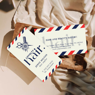 Elegant Boho Red Blue Scissors Hair Stylist Business Card