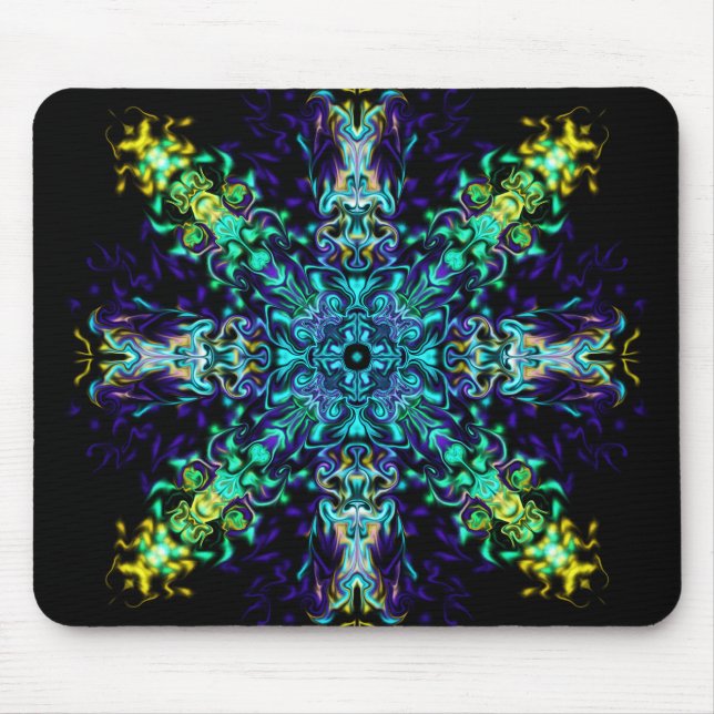 Elegant boho retro bohemian green teal pattern mouse pad (Front)