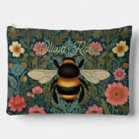 Elegant boho retro bumblebee spring florals 