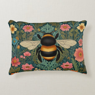Elegant boho retro bumblebee spring florals  decorative cushion