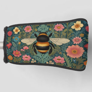 Elegant boho retro bumblebee spring florals  golf head cover