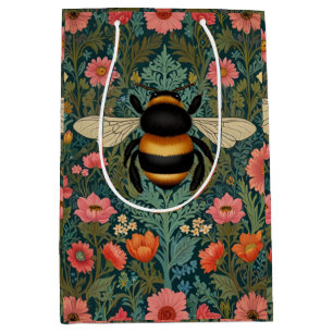 Elegant boho retro bumblebee spring florals medium gift bag