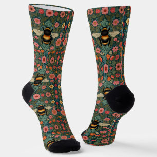 Elegant boho retro bumblebee spring florals  socks