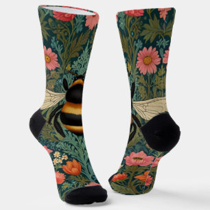 Elegant boho retro bumblebee spring florals  socks