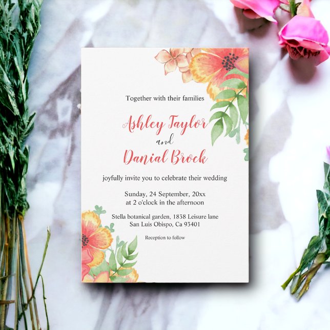 Elegant Boho Romantic Roses Summer Floral Wedding Invitation (Creator Uploaded)