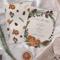 Elegant Boho Rustic Citrus Orange Save the Date