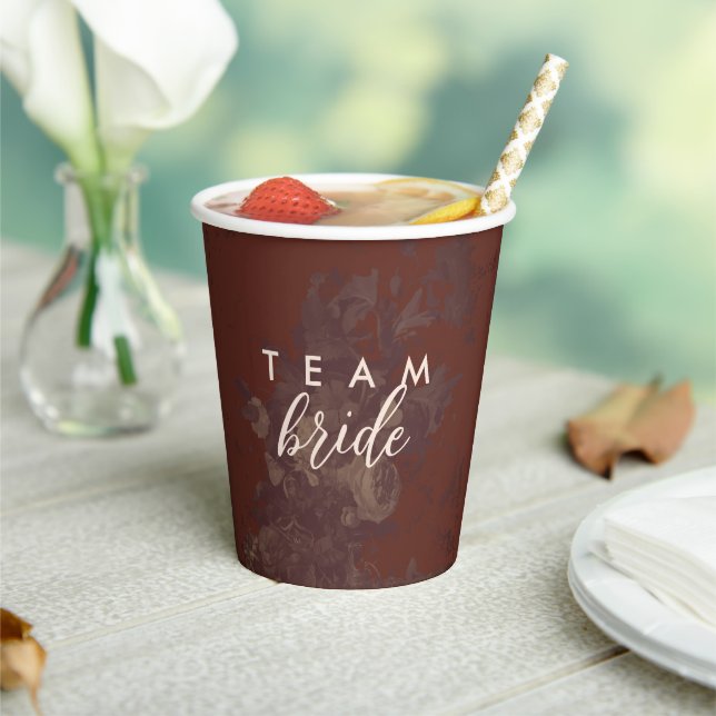 Elegant Boho Rustic Floral Terracotta Team Bride Paper Cups (Insitu)