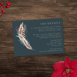 Elegant Boho Rustic Pampas & Pine Green Tan Red Enclosure Card