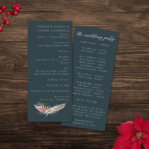 Elegant Boho Rustic Pampas & Pine Green Tan Red Programme
