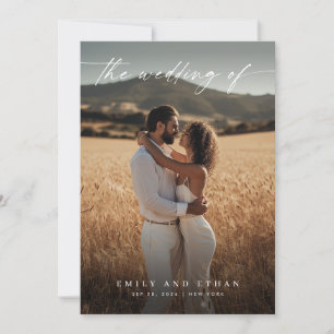 Elegant Boho Rustic QR Code Photo Wedding Invitation