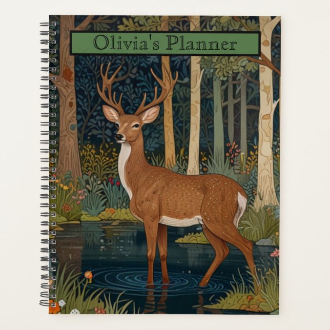 Elegant boho rustic woodland deer  planner (Front)