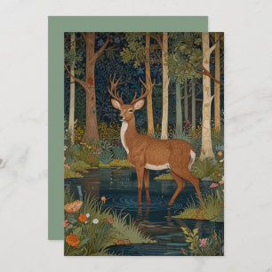 Elegant boho rustic woodland forest deer invitation