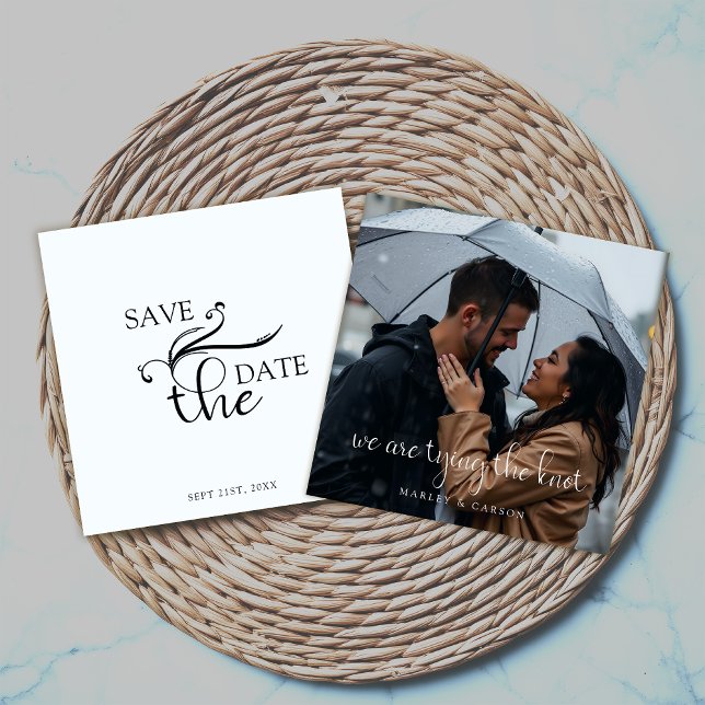 Elegant Boho Script Wedding Photo Save the Date (Creator Uploaded)