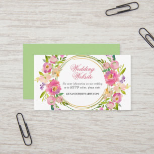 Elegant Boho Spring Floral Wedding Website Business Card