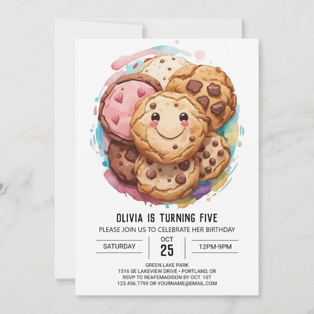 Elegant Boho Sprinkles Cookies Birthday Invitation (Front)