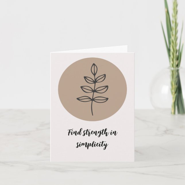 Elegant Boho Style Floral Line Drawing Quote Card (Front)