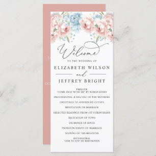 Elegant Boho Summer Spring Blush Floral Wedding Programme