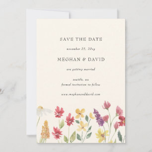 Elegant Boho Summer Wildflower Save the Date  Announcement