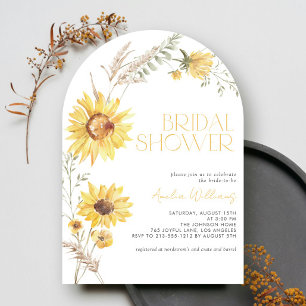 Elegant Boho Sunflower Botanical Bridal Shower Invitation