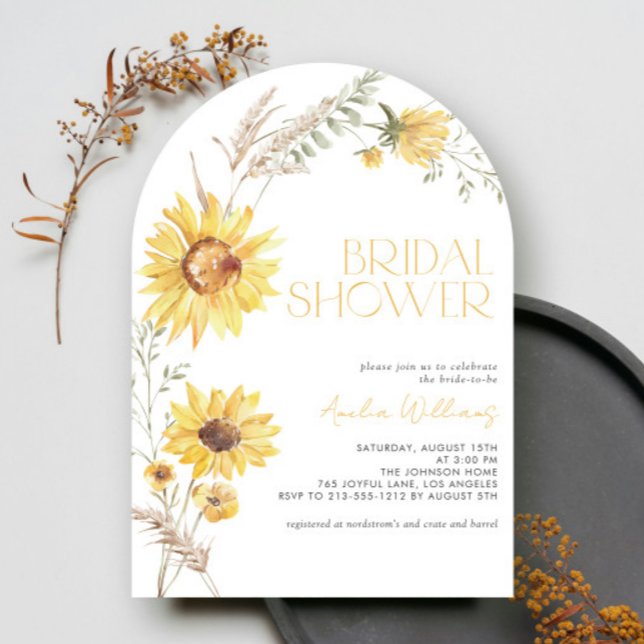 Elegant Boho Sunflower Botanical Bridal Shower Invitation (Creator Uploaded)